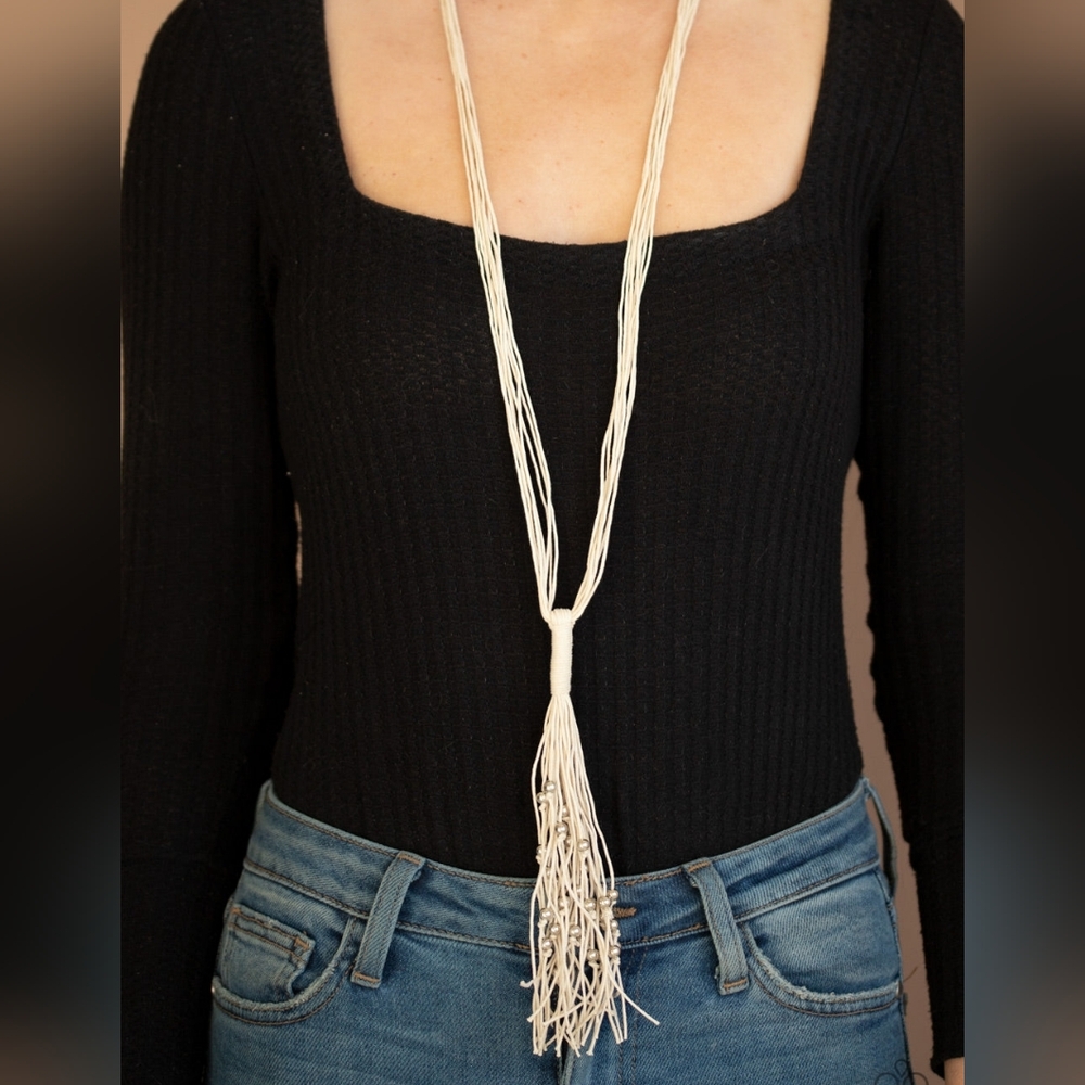 Brand New Hand Knotted Paparazzi Necklace With Silver Beads Boho Bohemian Style
